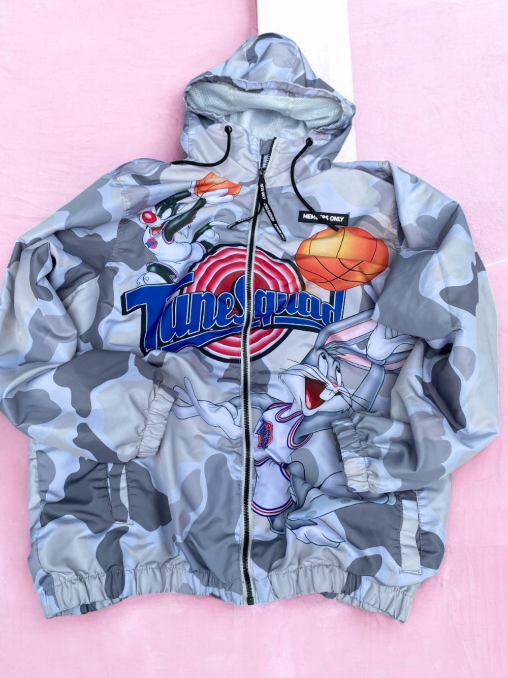 Members Only x Space Jam camo bomber style windbreaker jacket Large GUC